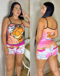 Pijama Tira Short Sublimada Ref.10067 Garfield Morado