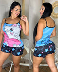 Pijama Tira Short Sublimada Ref.10068 Gata Mary Azul