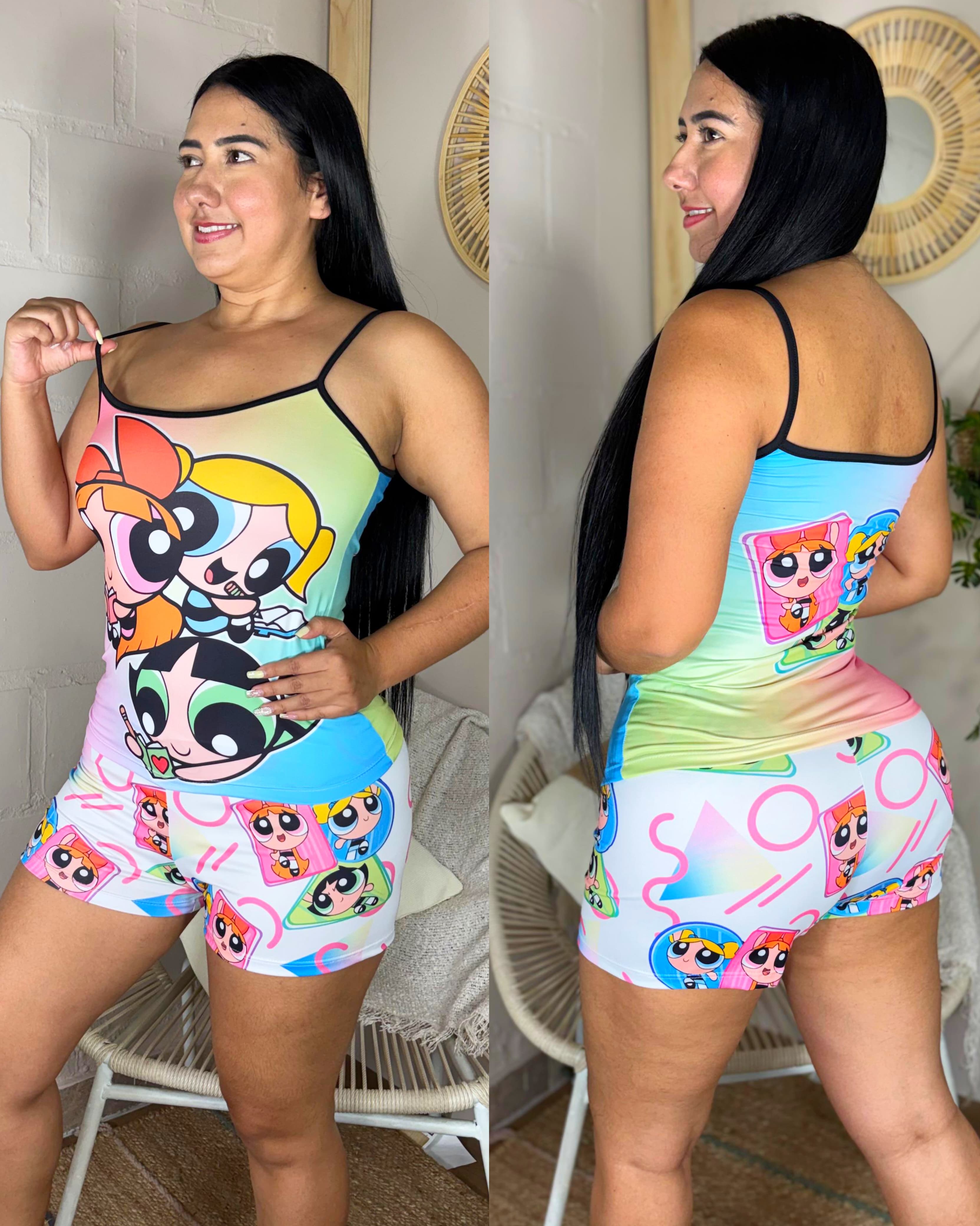 Pijama Tira Short Sublimada Ref.10070 Chicas Superpoderosas Azul