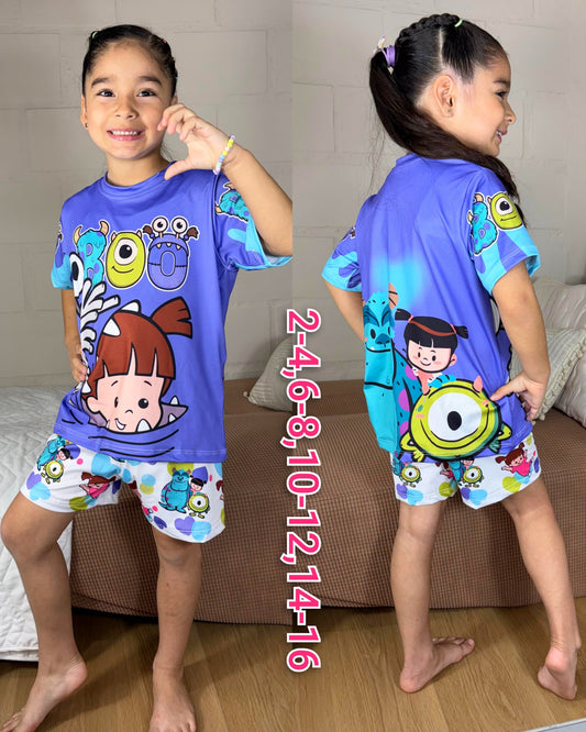 Pijama Short Camiseta Niña Sublimada Ref.1012
