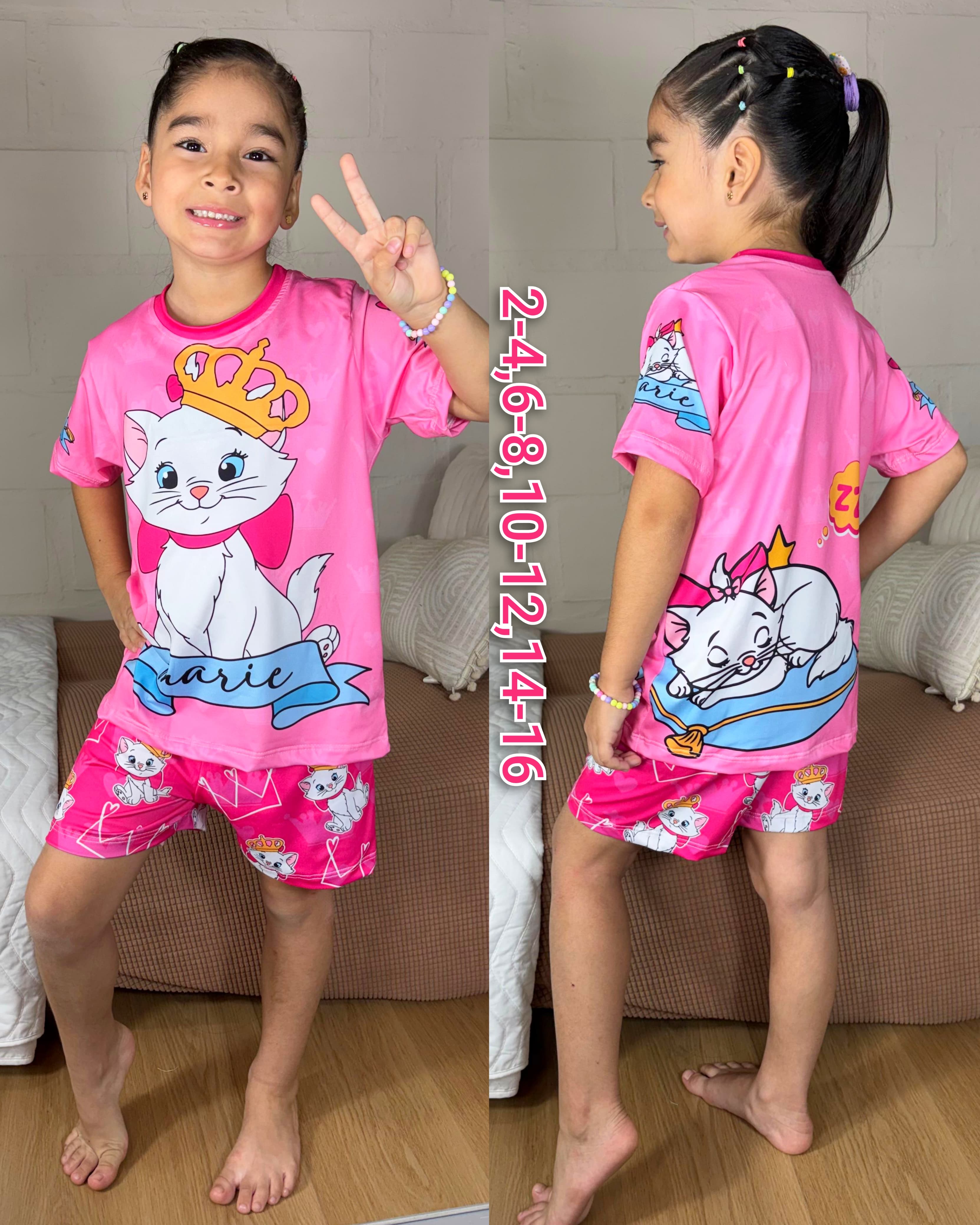 Pijama Short Camiseta Niña Sublimada Ref.101237 Marie Gata Rosado