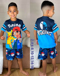 Pijama Short Camiseta Niño Sublimada Ref.101333 Pokémon Azul