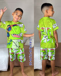 Pijama Short Camiseta Niño Sublimada Ref.101335 Dinosaurio Verde