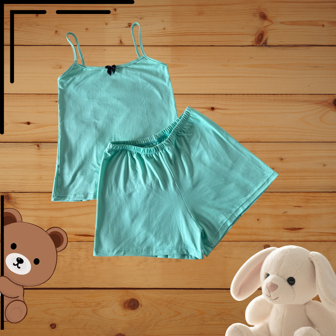 Pijama Short Unicolor Ref.101816 Verde Claro