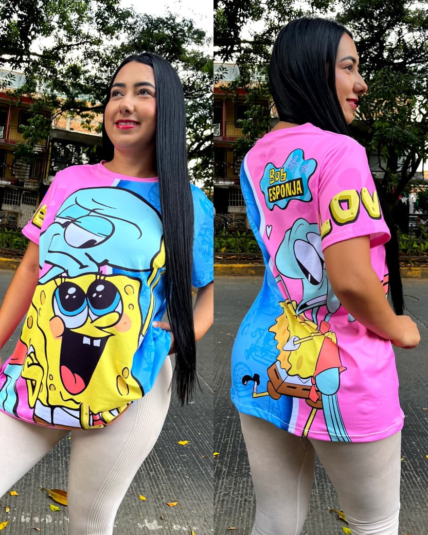 Blusón Sublimado Ref.101913 Bob Esponja Rosa Azul