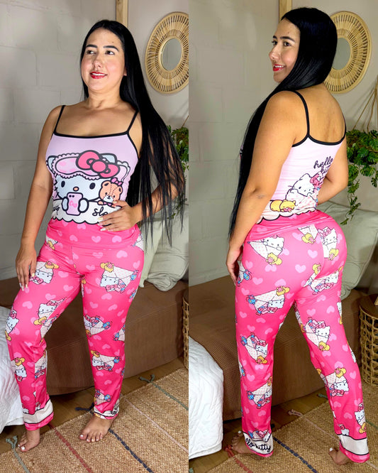 Pijama Pantalon Blusa de tiras sublimado pielde diurazno Ref.102