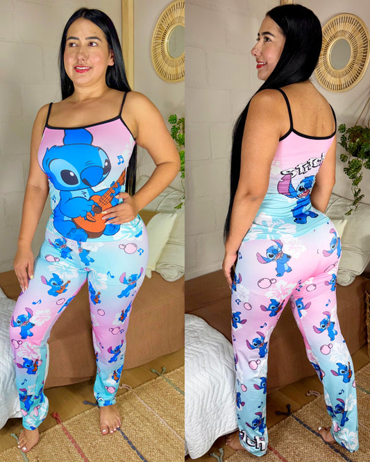 Pijama Pantalon Blusa de tiras sublimado pielde diurazno Ref.102