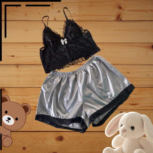 Pijama Short Satín Top Encaje Ref.1024 Und.