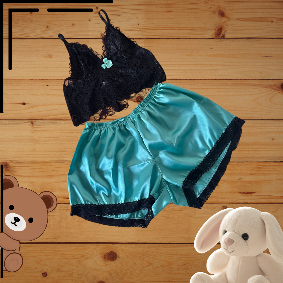 Pijama Short Satín Top Encaje Ref.1024 Und.