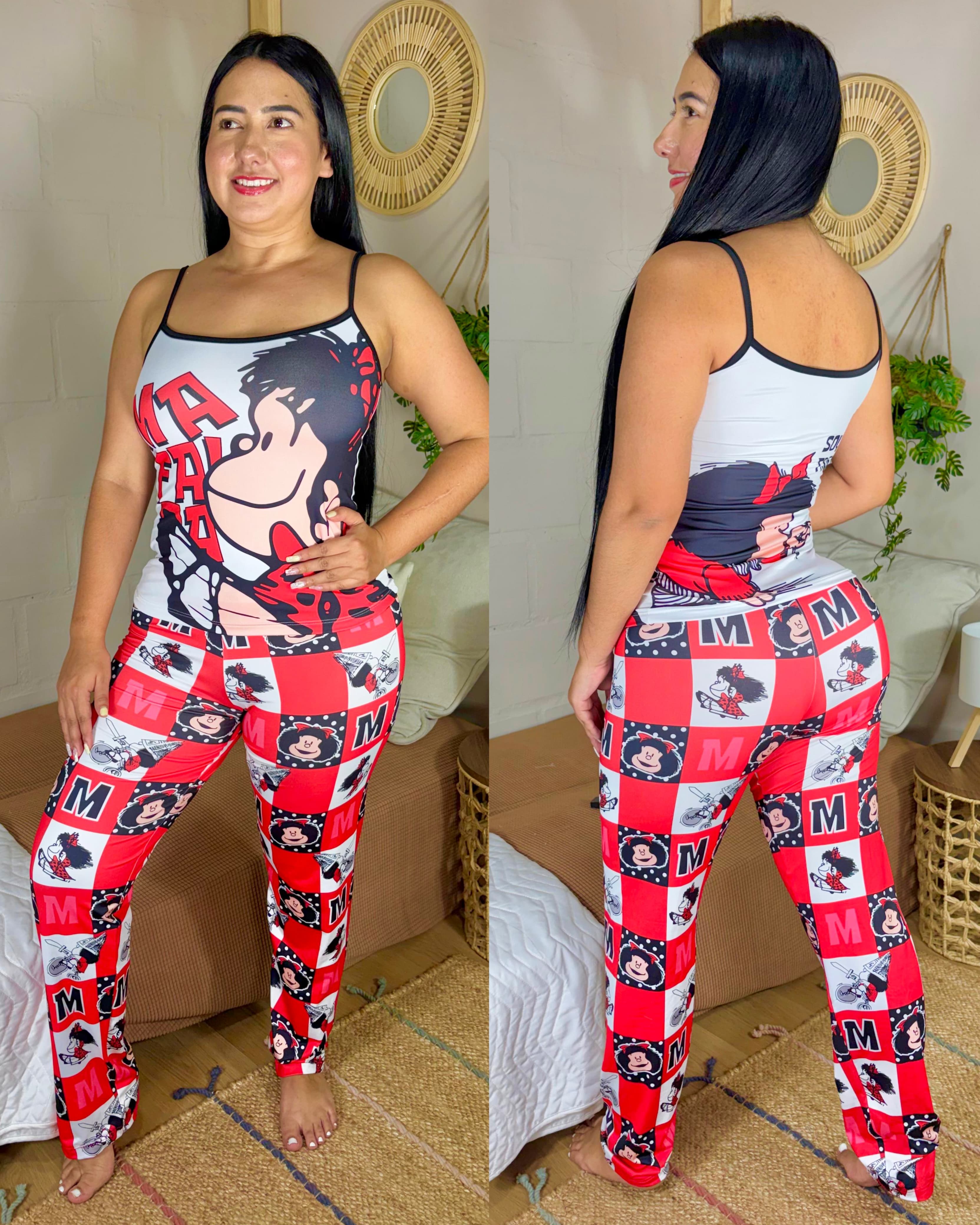 Pijama Pantalón Tira Sublimada Ref.10240 Mafalda Rojo