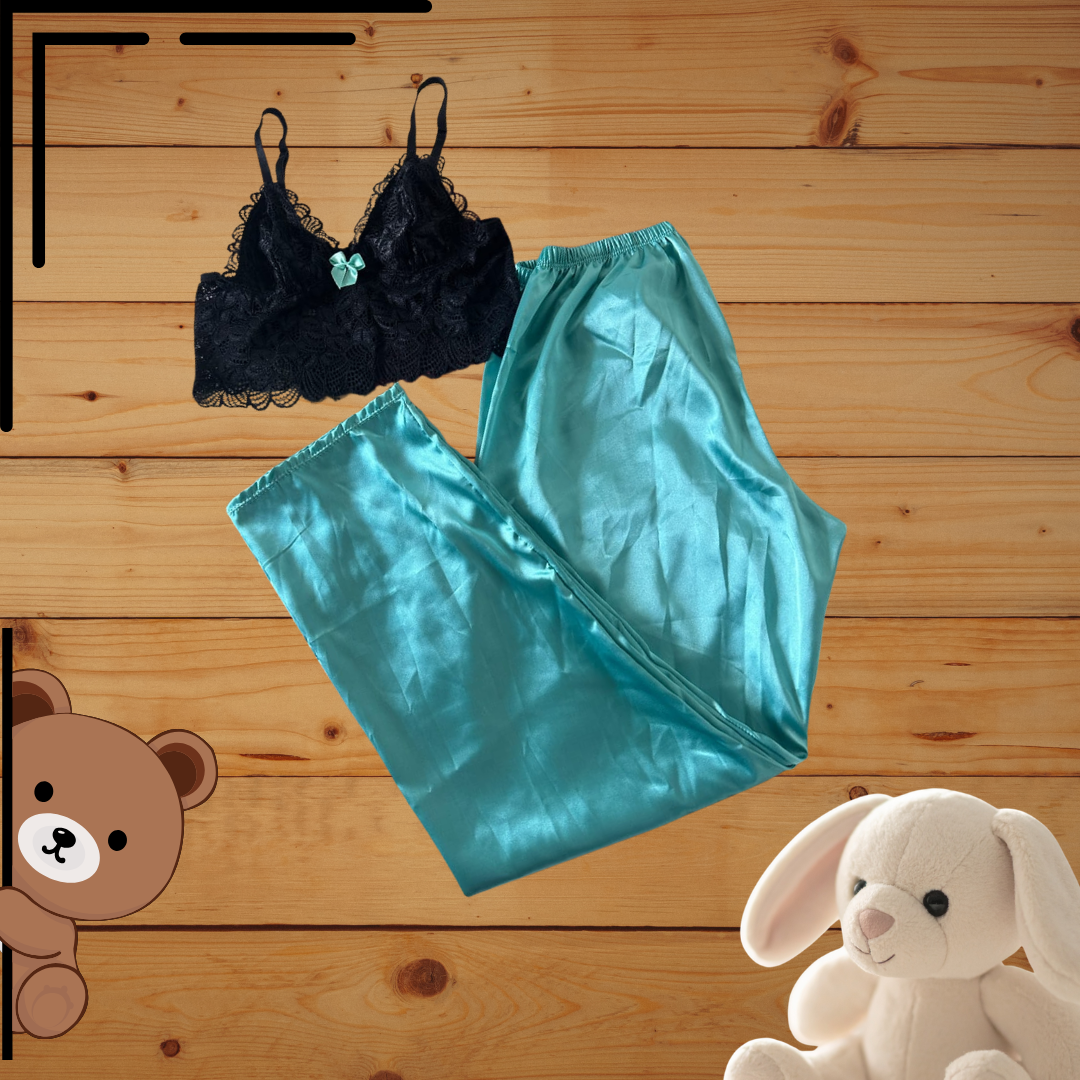 Pijama Pantalón Satín Top Encaje Ref.1025 Und.