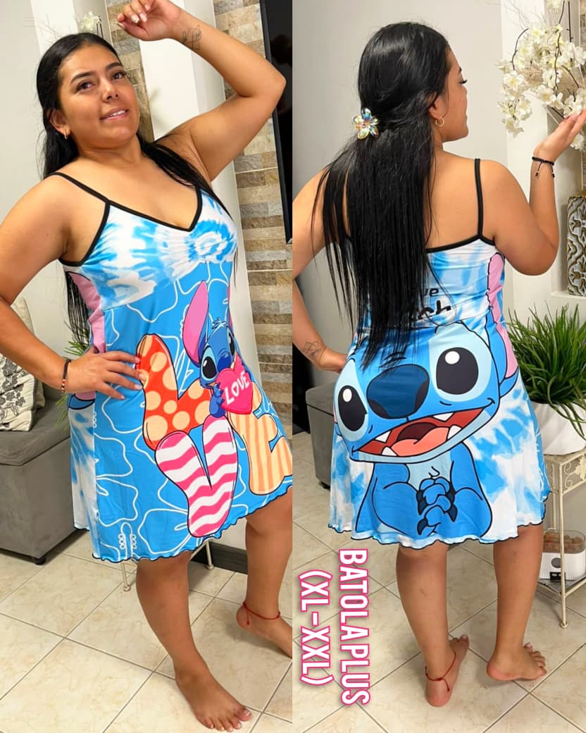 Pijama Bata Plus Sublimada Ref.10426 Stitch Azul