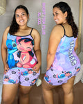 Pijama Tira Short Plus Sublimada Ref.10543 Stitch y Angel Lila