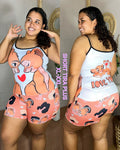 Pijama Tira Short Plus Sublimada Ref.10544 Rey León Salmón